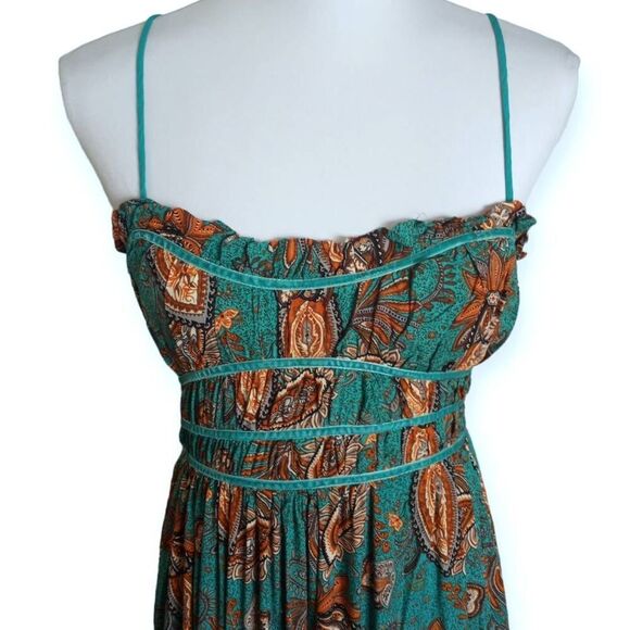 MILLIBON RED DRESS BOUTIQUE Timeless Moments Turquoise Blue Floral Print Midi Dr - Picture 6 of 13